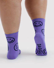 Load image into Gallery viewer, Happy Crew Sock, Lavender Happy
