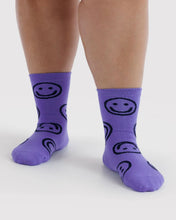 Load image into Gallery viewer, Happy Crew Sock, Lavender Happy