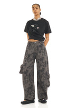Load image into Gallery viewer, Black Watercolour Floral Lawn Cargo Pant