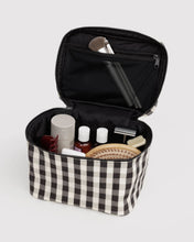 Load image into Gallery viewer, Large Cosmetic Case - Black and Cream Gingham