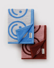 Load image into Gallery viewer, Hand Towel Set of 2, Sky Blue and Blush Happy