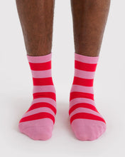 Load image into Gallery viewer, Crew Sock, Pink Stripe