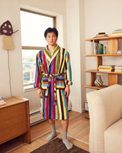 Load image into Gallery viewer, Eucalyptus Stripe Bathrobe