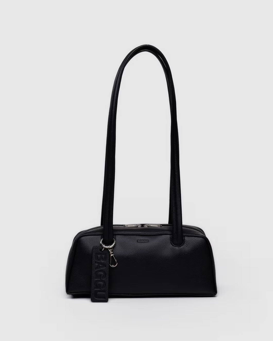 Small Recycled Leather Bowler Bag, Black