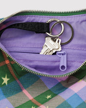 Load image into Gallery viewer, Small Nylon Crescent Bag, Green Star Plaid
