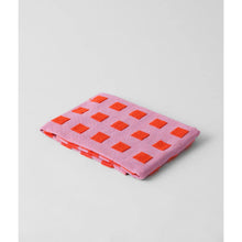 Load image into Gallery viewer, Squares Woven Terry Tea Towel – Lilac/Warm Red
