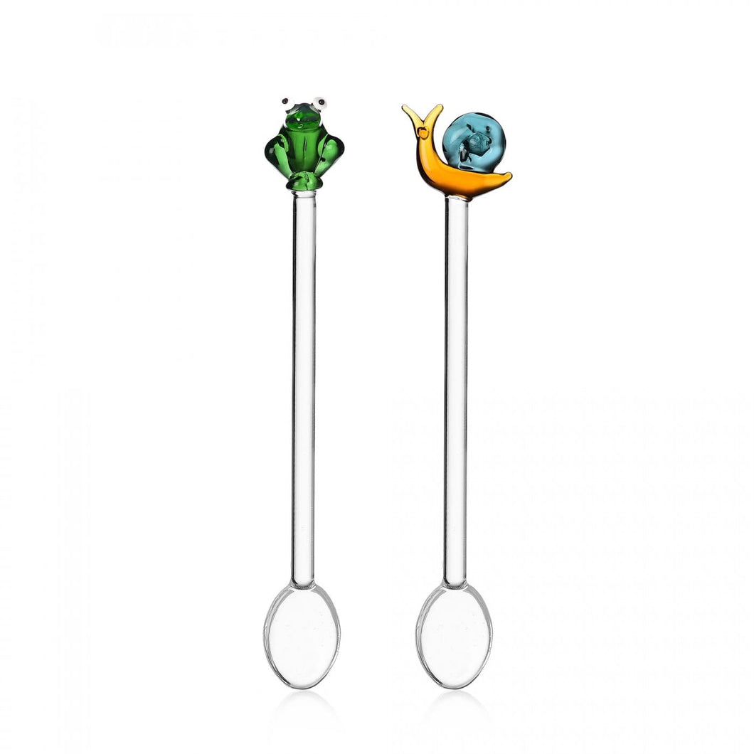 Glass Spoon Set: Frog/Snail
