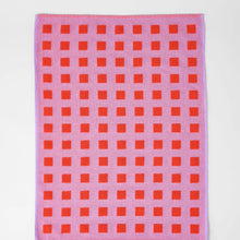 Load image into Gallery viewer, Squares Woven Terry Tea Towel – Lilac/Warm Red
