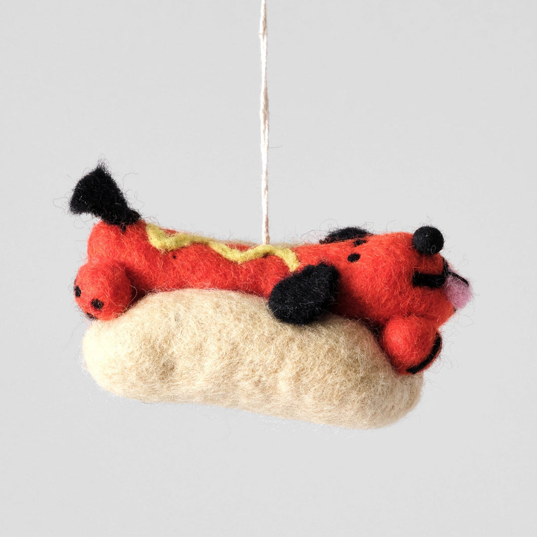 Frank the Hotdog Felt Ornament
