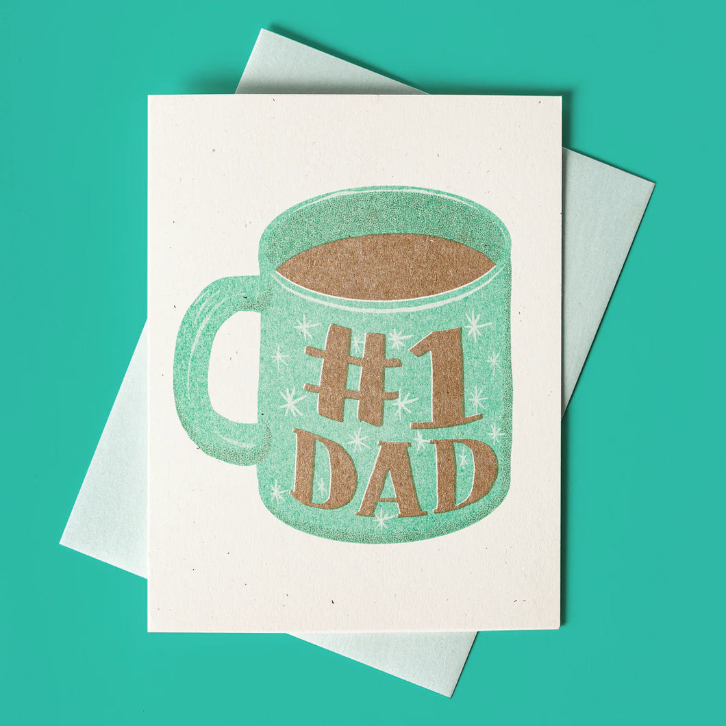 #1 Dad Mug Risograph Card