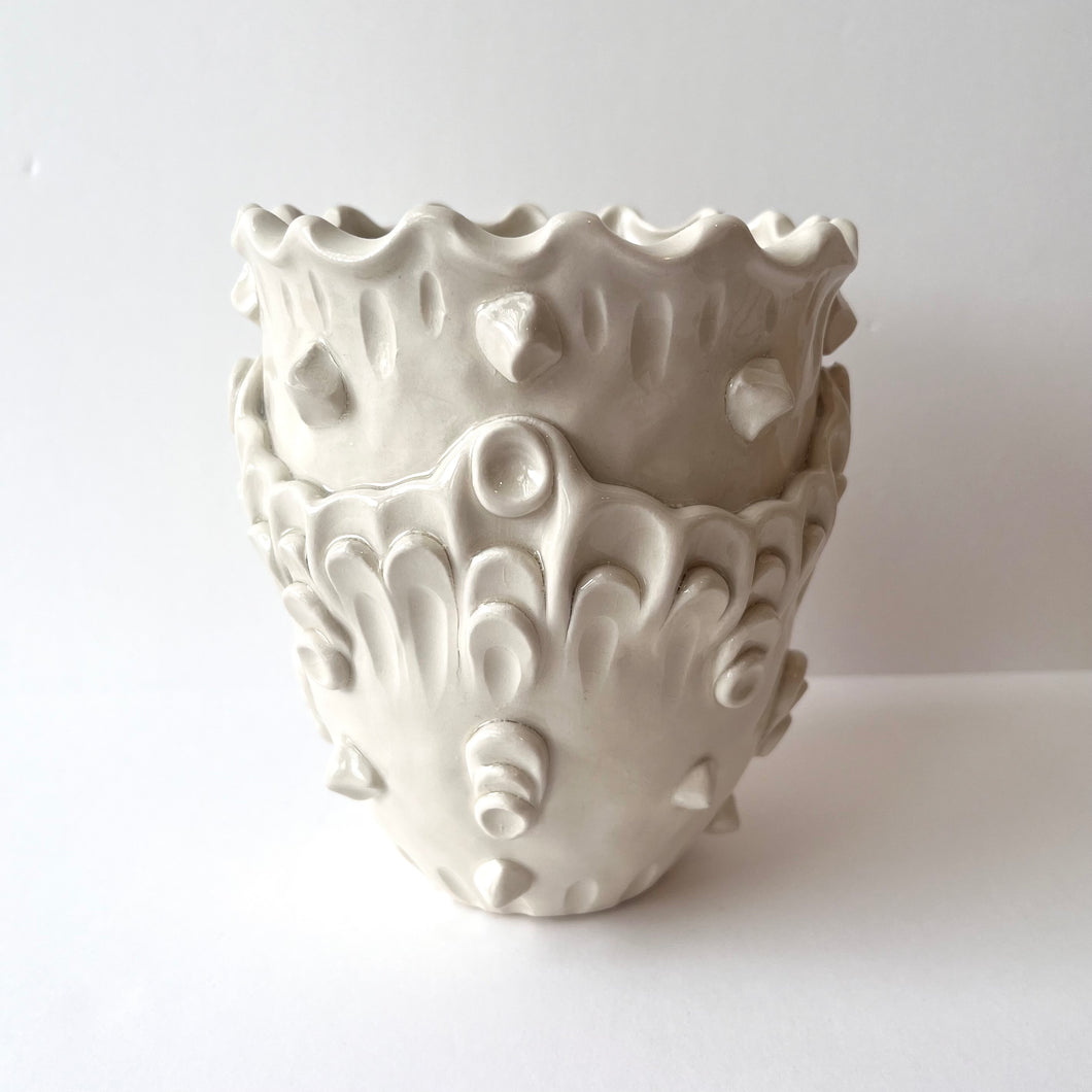 Decorated Scalloped Vase