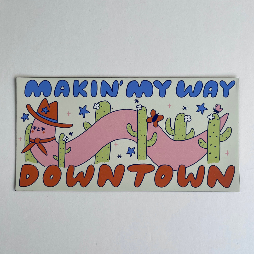 Making My Way Downtown Worm Bumper Magnet