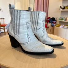 Load image into Gallery viewer, Ganni white cowboy boots (size 7)
