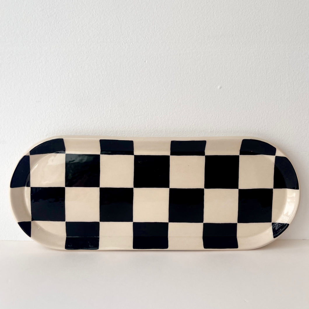 Checkered Oval Platter (L)