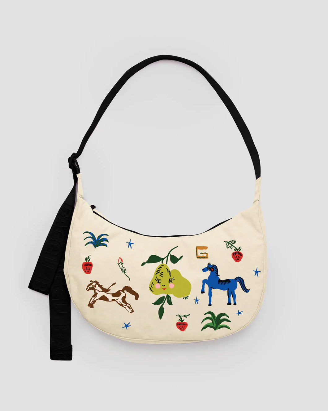 Medium Nylon Crescent Bag, Embroidered Painted Prairie