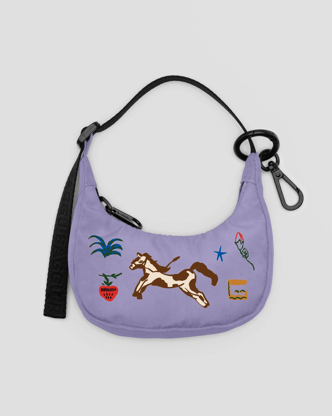 Crescent Bag Charm, Pony Embroidery