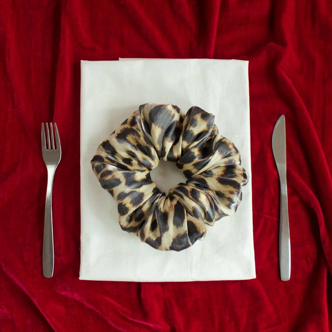 Oversized Organza Scrunchie, Leopard