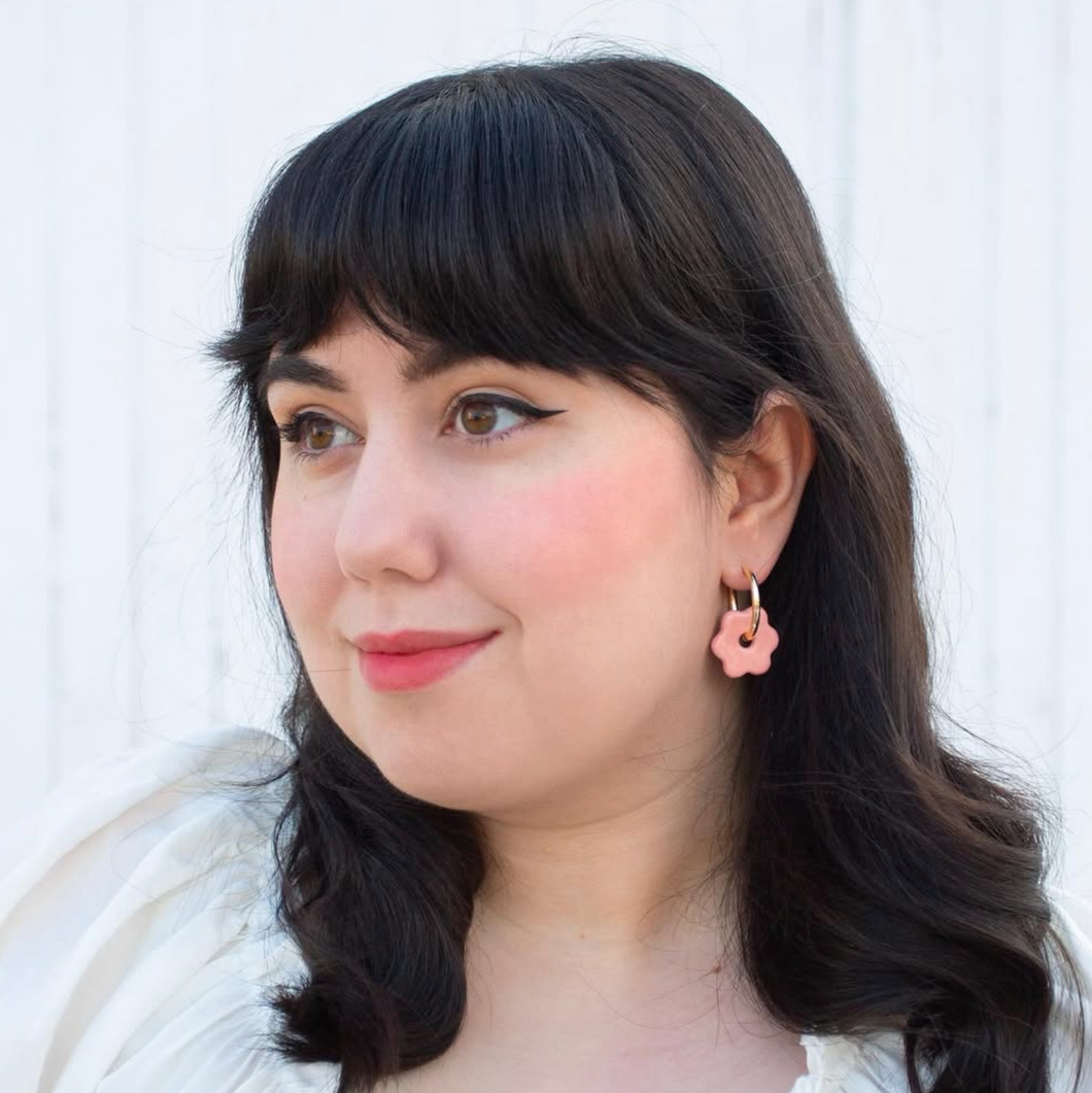 Daisy Hoop Earrings, Milkshake