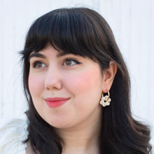 Load image into Gallery viewer, Daisy Hoop Earrings, Cookies &amp; Cream
