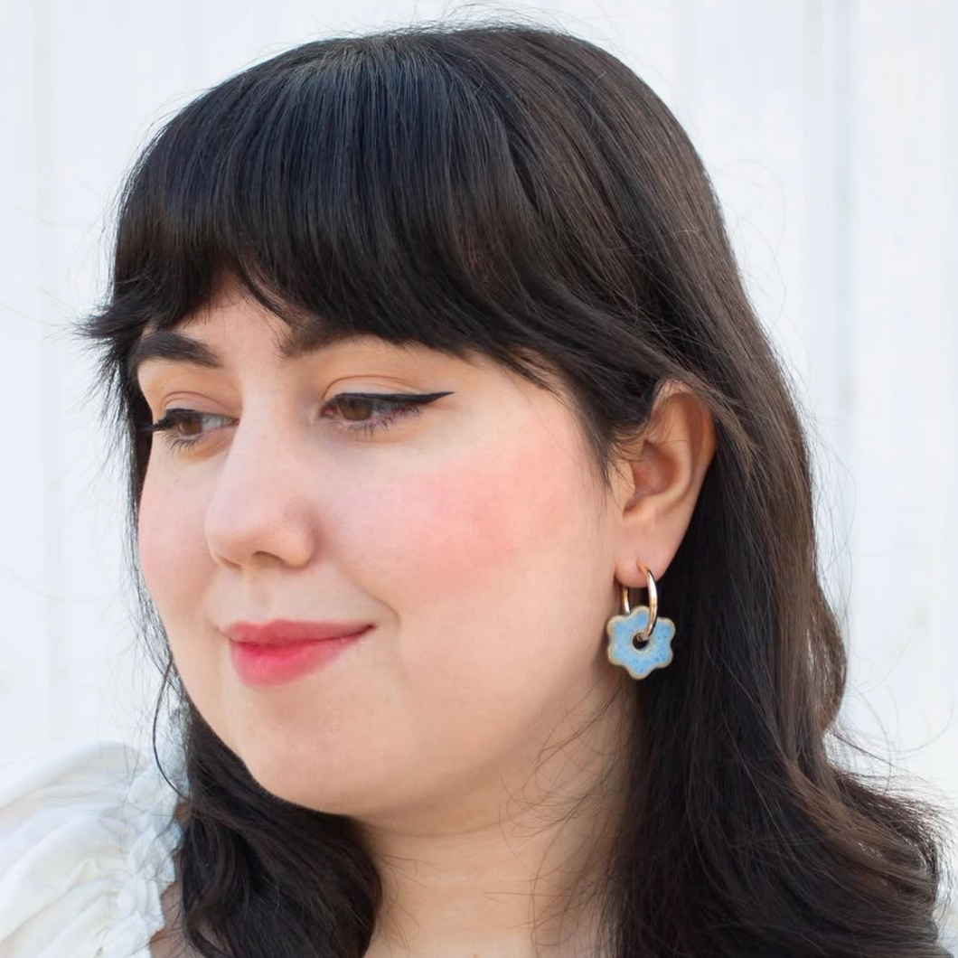 Daisy Hoop Earrings, Pond