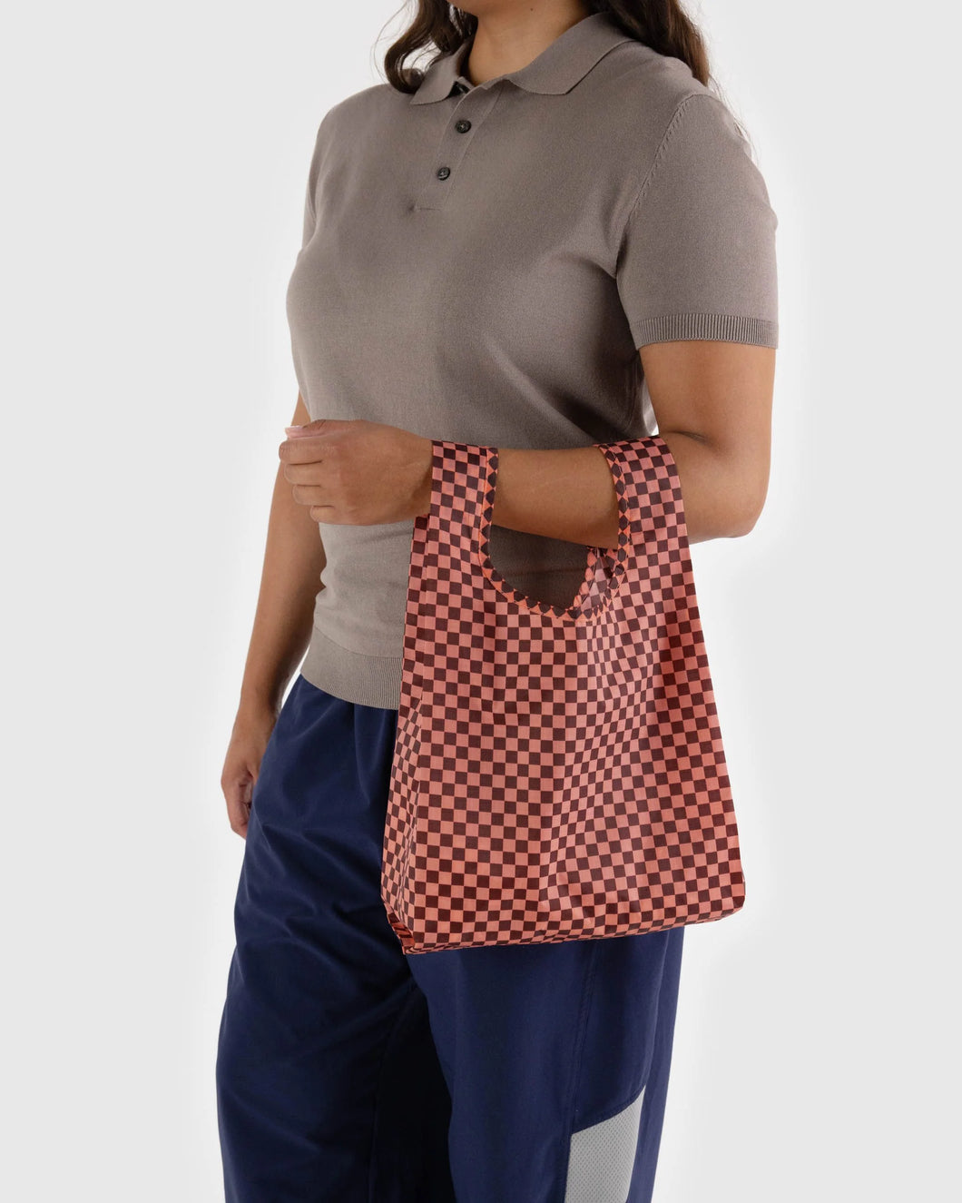 Pink Brown Check Baggu