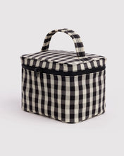 Load image into Gallery viewer, Large Cosmetic Case - Black and Cream Gingham
