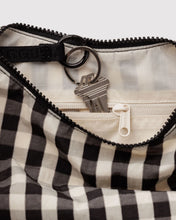 Load image into Gallery viewer, Small Nylon Crescent Bag, Black and Cream Gingham
