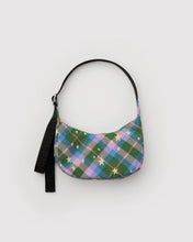 Load image into Gallery viewer, Small Nylon Crescent Bag, Green Star Plaid

