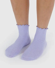 Load image into Gallery viewer, Lettuce Edge Socks, Lavender &amp; Red (set of 2)
