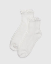 Load image into Gallery viewer, Lettuce Edge Socks, White (set of 2)
