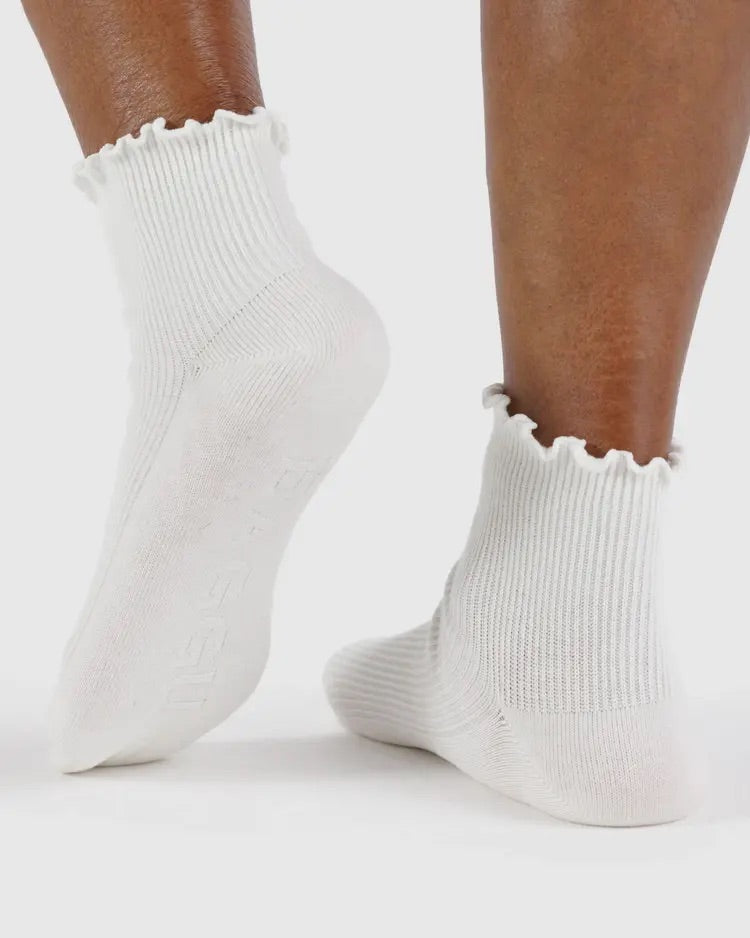 Lettuce Edge Socks, White (set of 2)