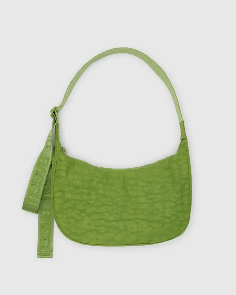 Medium Nylon Crescent Bag, Green Juice