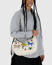 Load image into Gallery viewer, Medium Nylon Crescent Bag, Embroidered Painted Prairie
