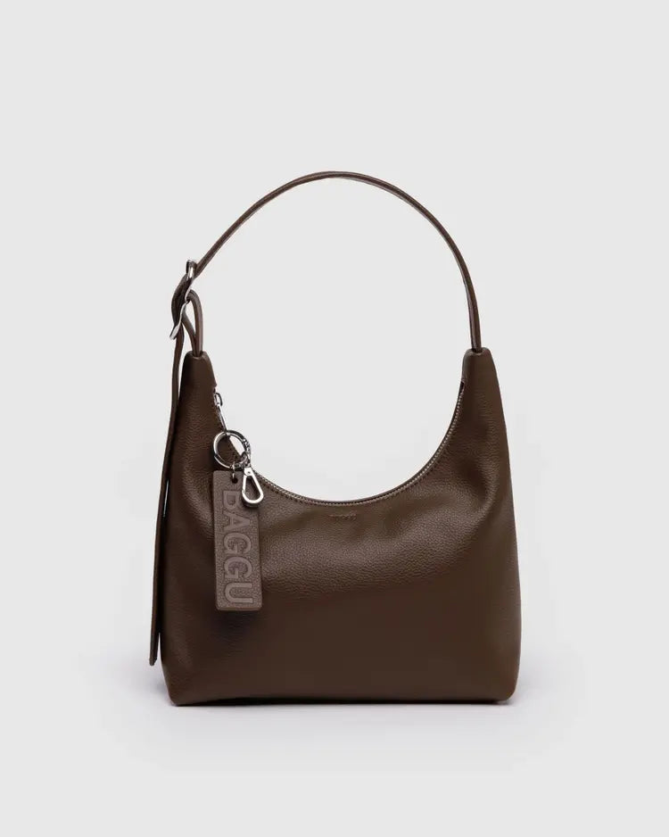 Mini Recycled Leather Shoulder Bag, Brown
