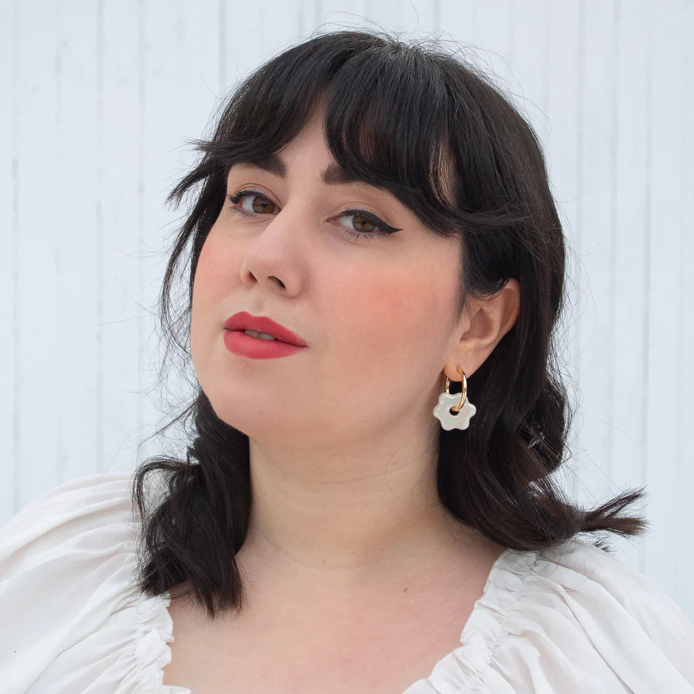 Daisy Hoop Earrings, Iridescent