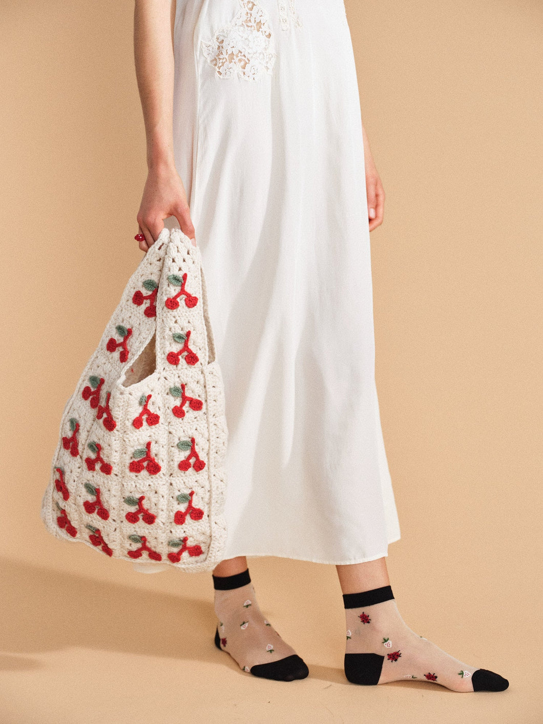 Cherries Crochet Shopper Bag